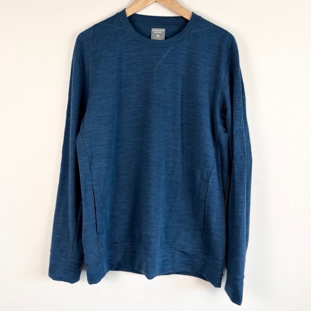 Icebreaker Men’s Merino Wool Long-Sleeve Base Layer Shirt Kangaroo Pocket Medium